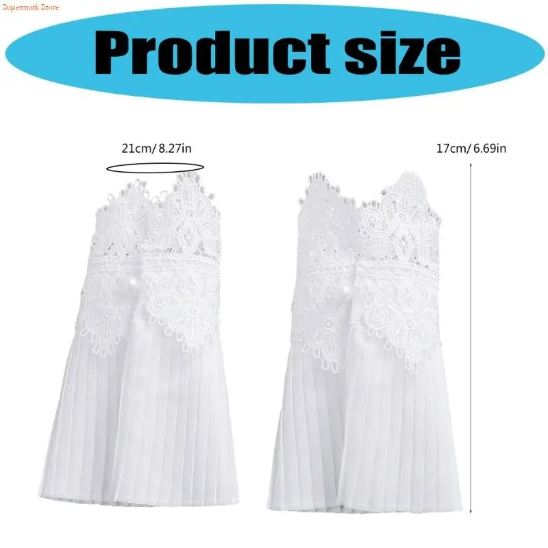 Q5WE bordado flor mangas encaje muñequeras cubrebrazos accesorio ropa boda