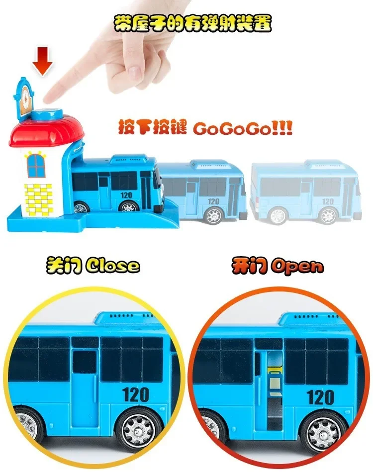 [ Funny ] 4pcs/set Scale model Tayo the little bus children miniature bus baby oyuncak garage tayo bus car vehicles kids toys