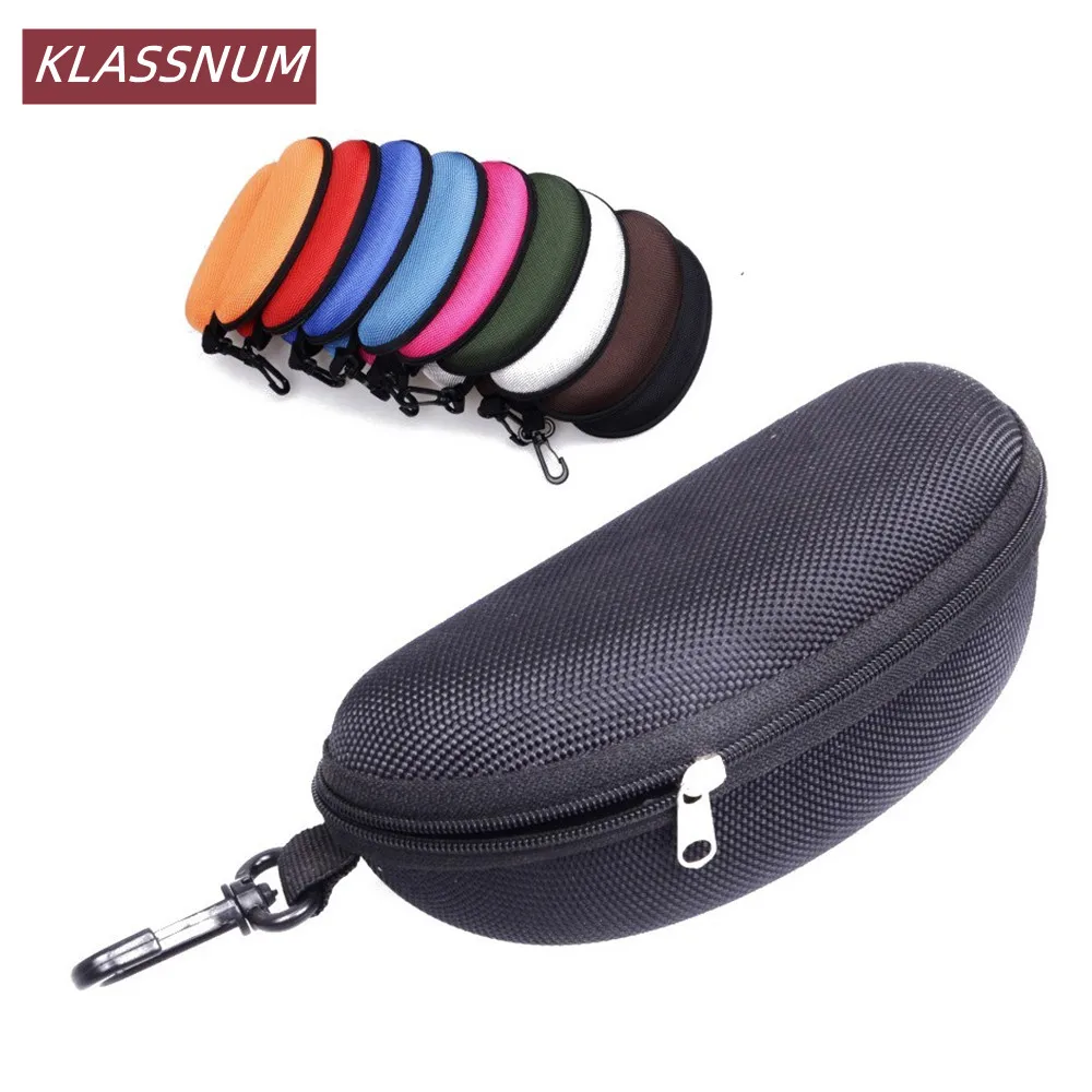 KLASSNUM Portable Zipper Sunglasses Case EVA Eyeglasses Box with Hook Glasses Protector Knitted Oxford Cloth Eyewear Storage Box