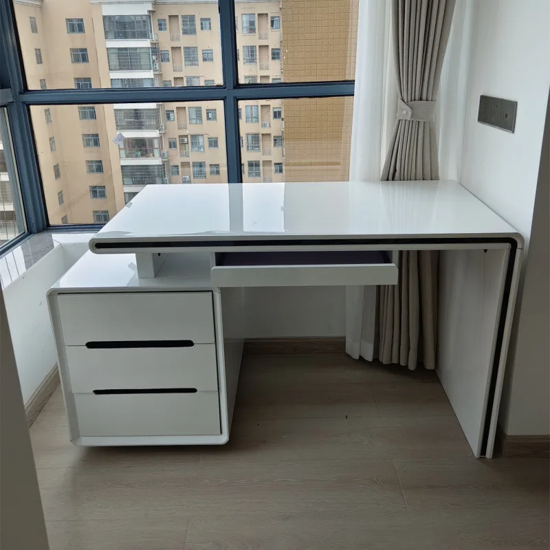 مكتب كمبيوتر مكتبي لغرفة النوم، منزل بسيط، أبيض بسيط، دفتر مكتب للكتابة للطلاب #3