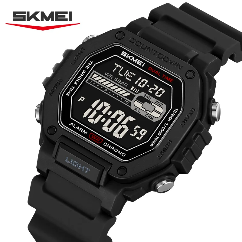 

SKMEI 2523 Цифровые наручные часы для мужчин, водонепроницаемые электронные часы, военные часы с хронографом, Reloj Hombre Sport Countdown
