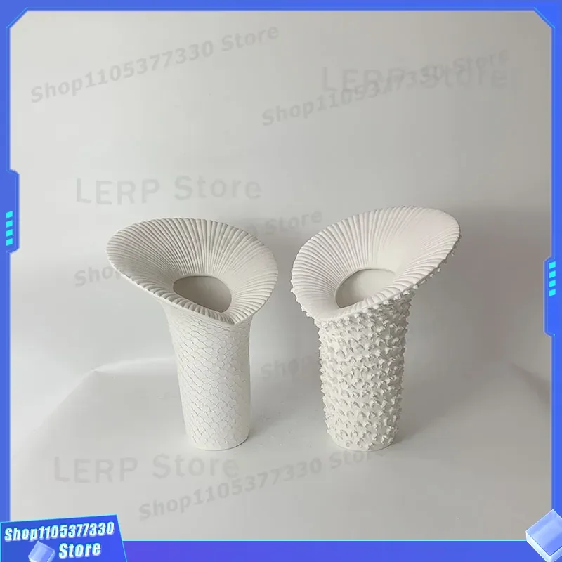 Minimalist Wabi Sand Ceramic Vase Creative Engraved Flower Pot Modern Home Decor Ornament For Living Room Office Entrance