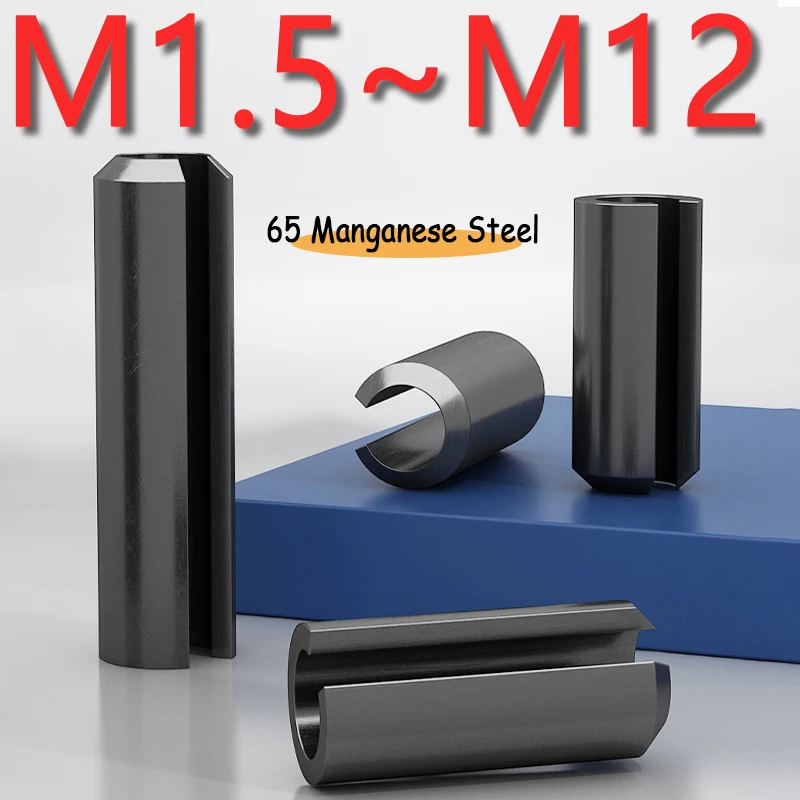 2~300pcs Spring Elastic Cylindrical Cotter Pin Dowel M1.5 M2 M2.5 M3~M12 65Manganese Steel Black Spring-Type Straight Pins Steel