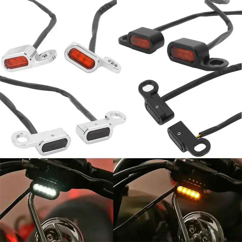 

1 Pair Front Motorcycle Mini Amber Turn Signal Light LED CNC Indicator For Harley Touring Electra Glide 14-21 Softail 16-17