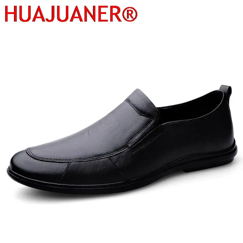 

Slip-On Genuine Leather Loafers Luxury Brand Men Casual Shoes Designer Spring Summer Male Flats Comfy Lightweight Driving Shoes