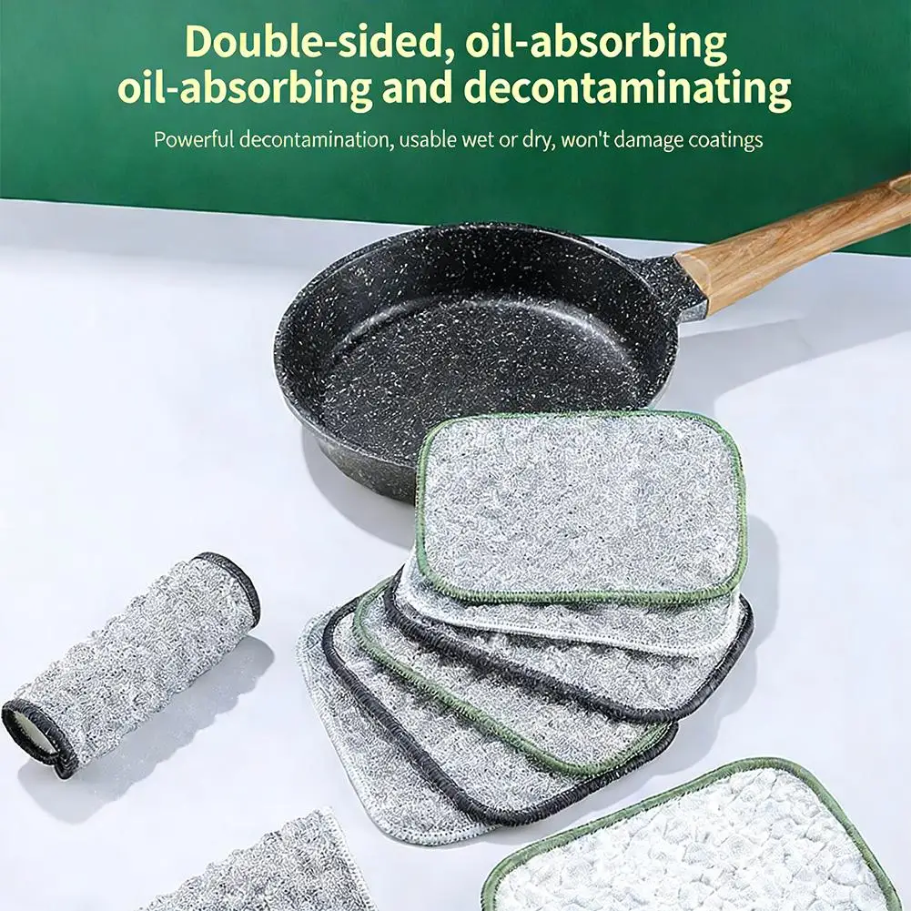 2026 New Generation Kitchen Cleaning Cloth Dishcloth Pad Silk Cotton Double-sided Silver Cloth Cleaning Cleaning Thread G9Y4