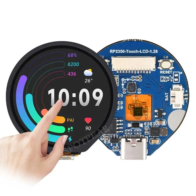 Raspberry Pi Pico 2 RP2350 1.28 inch Round LCD TouchScreen Development Board 240x240 Display QMI8658 6-Axis