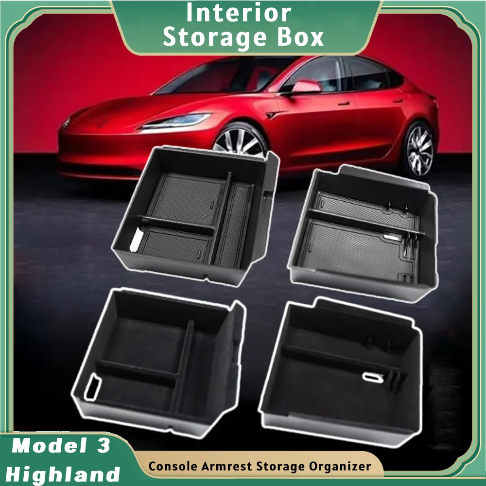 For Tesla Model 3 Highland 2024 Console Armrest Storage Organizer Interior Storage Organizer Box Interior Replacement Accessorie