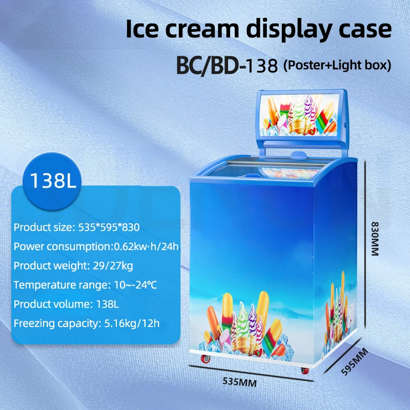 Refrigeradores comerciais Display Cabinets, Congelador para sorvete e picolé, Sorbet para cozinha