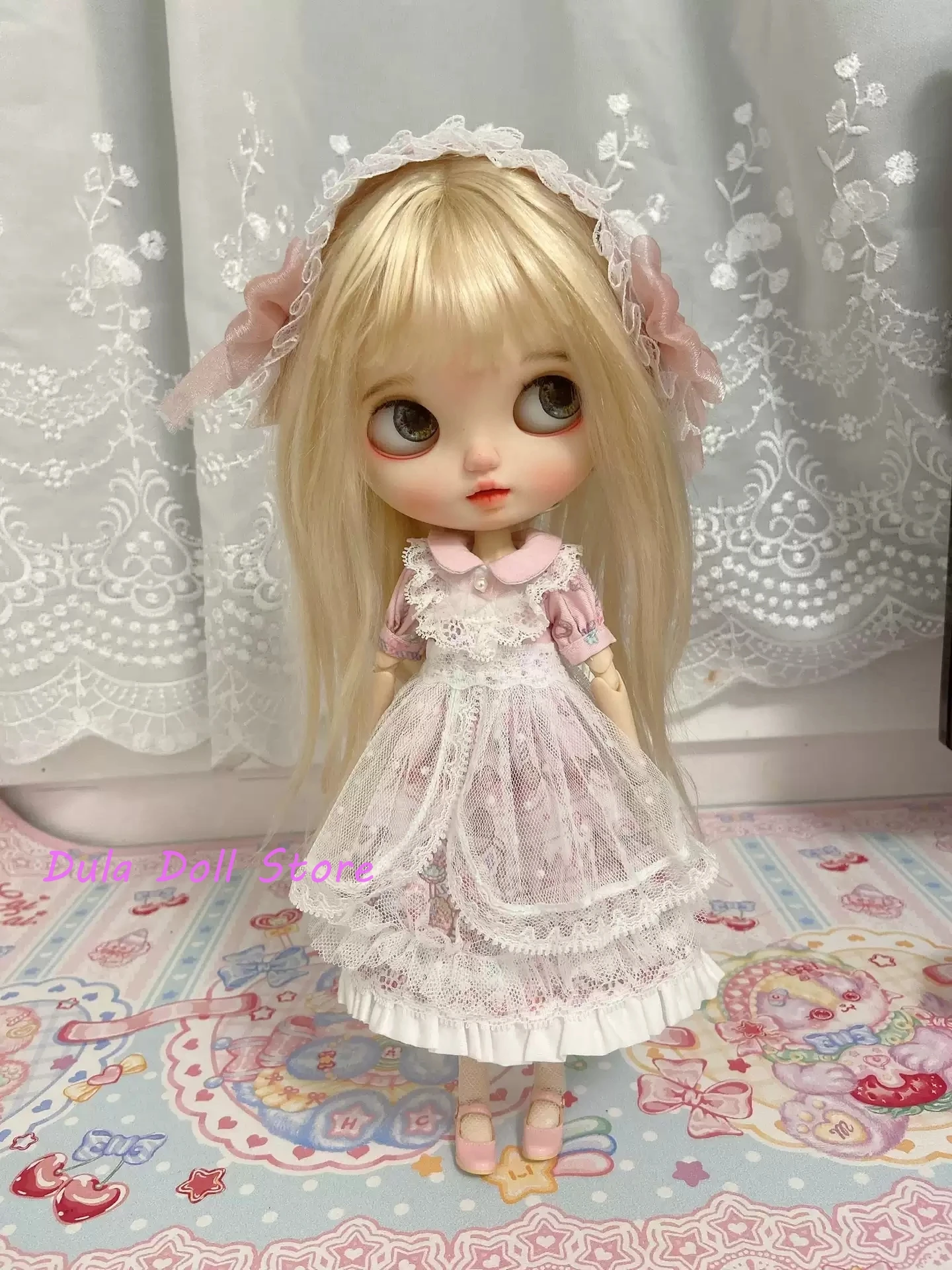 Dula Doll Clothes Dress Pink Lolita Blythe Qbaby ob24 ob22 Azone Licca ICY JerryB 1/6 Bjd Doll