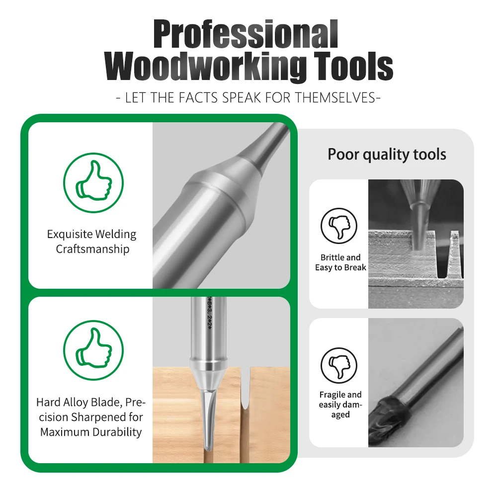 LAVIE 1pc V-Groove Router Bit For Wood - TCT Curved Slot Cutting Tools For Woodworking