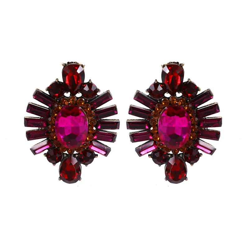 Fashion Alloy with Colored Diamonds Simple Turtle Crystal Full Diamond Earrings Versatile Earrings Super Flash Dinner Earrings W