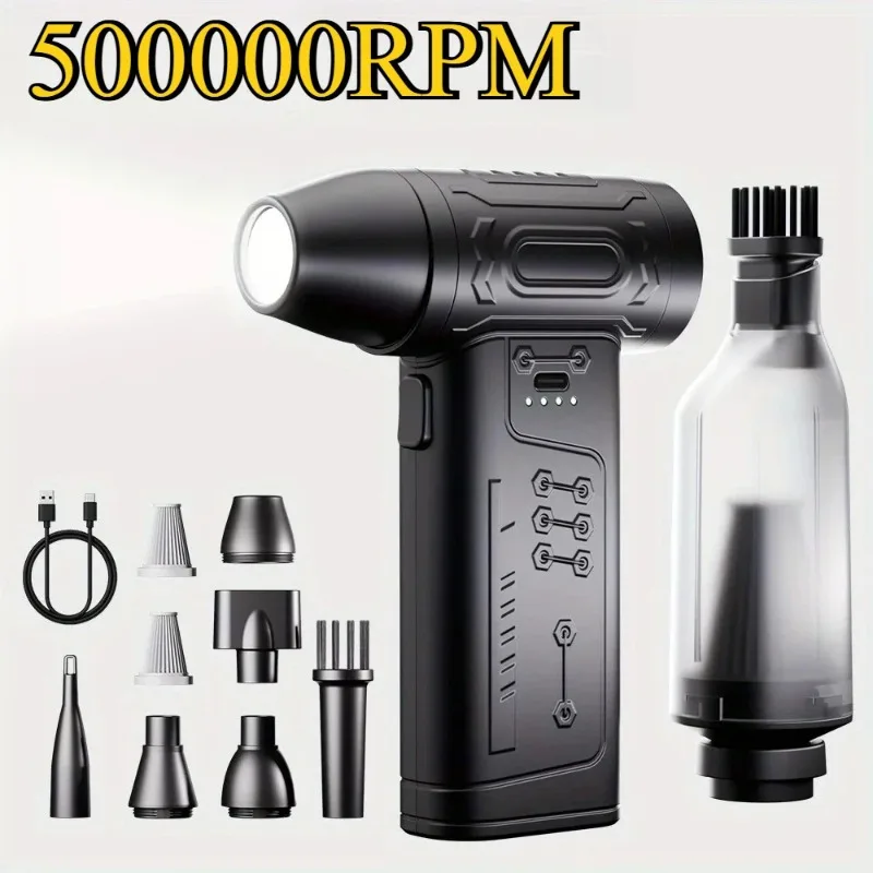 

500000RPM Violent Fan Vacuum Cleaner Handheld 2 IN 1 Fast Charging Strong Wind Brushless Air Blower for car/computer cleaning