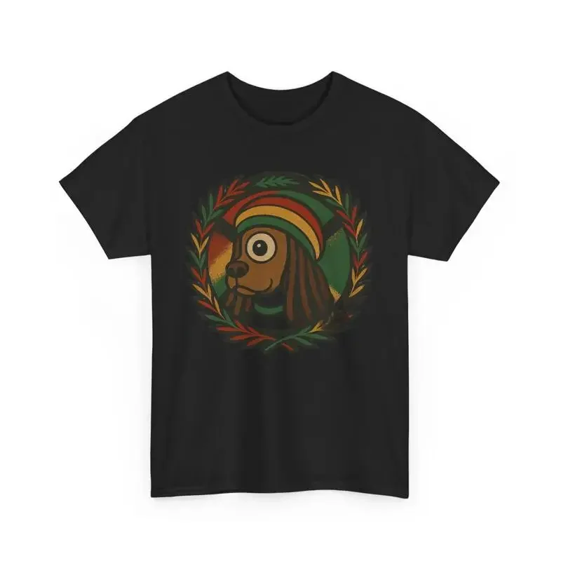 Rasta One Eyed Dog T Shirt Heavy Cotton Vibes Animal Lover