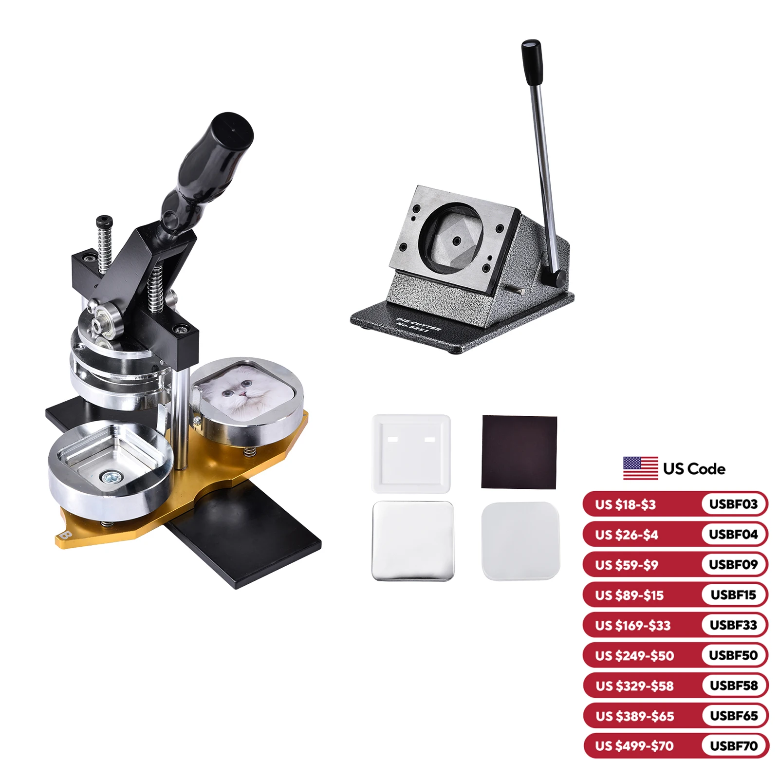 

DIY Fridge Magnet Maker Kit, 2x2 Inch Square Press Machine with Paper Cutter & 100pcs Consumables for Custom Photo Magnets