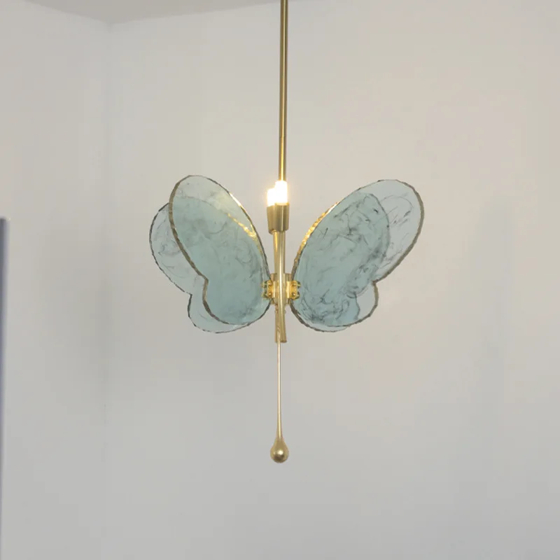 Butterfly chandelier medieval art colorful glass girl children's room dream crystal room lamp