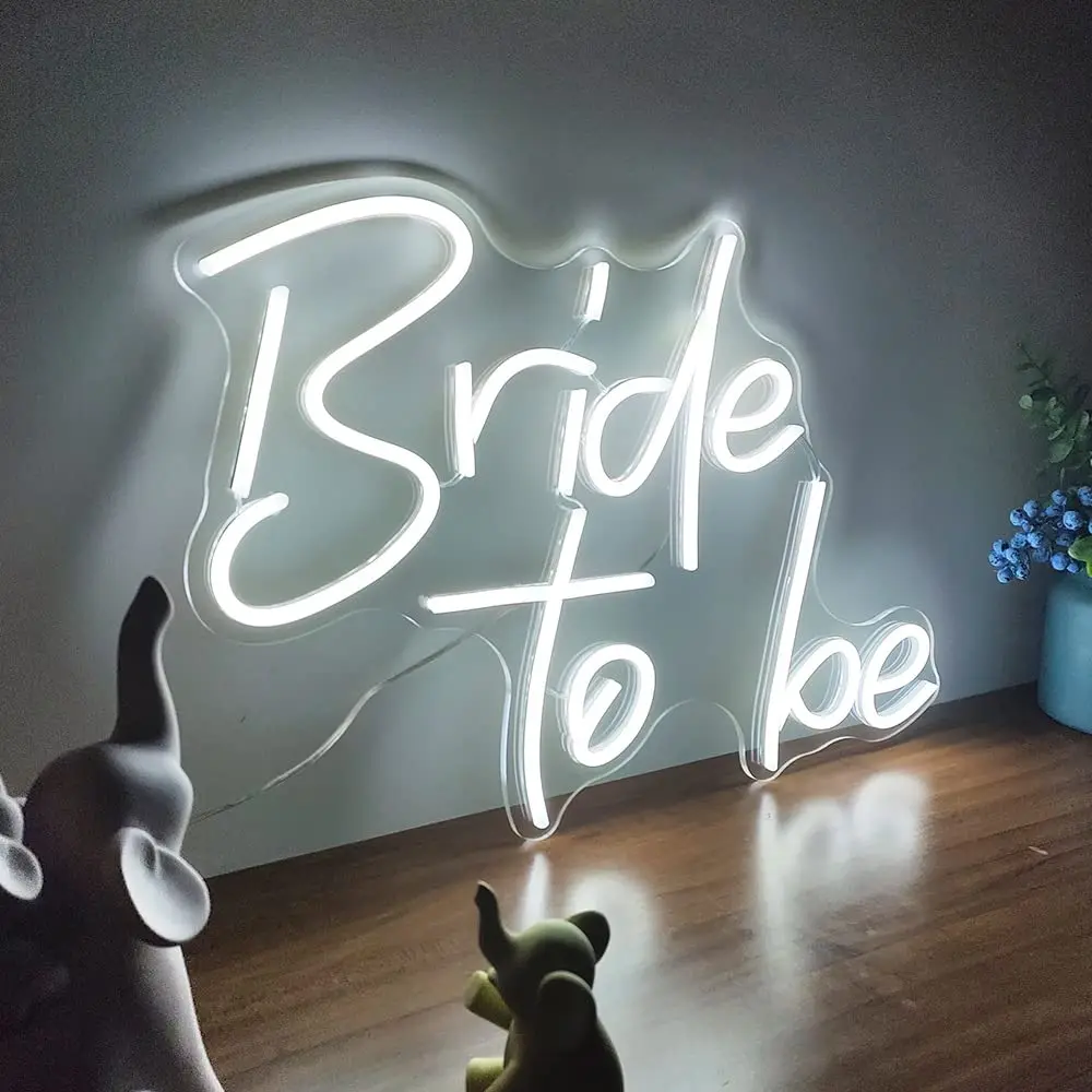 Bride to Be Neon Sign for Wedding Wall Decor, White LED Dimmer Neon Signs For Bedroom,Party,Bar, Shop, Personalized Neon sign