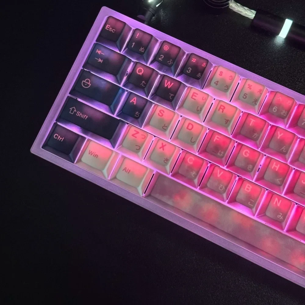 Light Translucent Keycaps Cherry Height PBT Thermal Sublimation For 60 61 68 75 81 87 98 100 104 108 Mechanical Keyboard