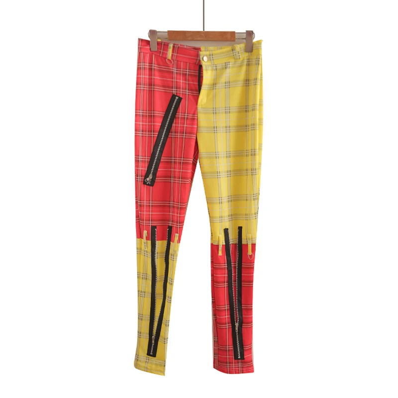  Plaid Blue Pants Men Women Spring Autumn Drapey Slim Fit Knife  Retro American Casual Pants Couple