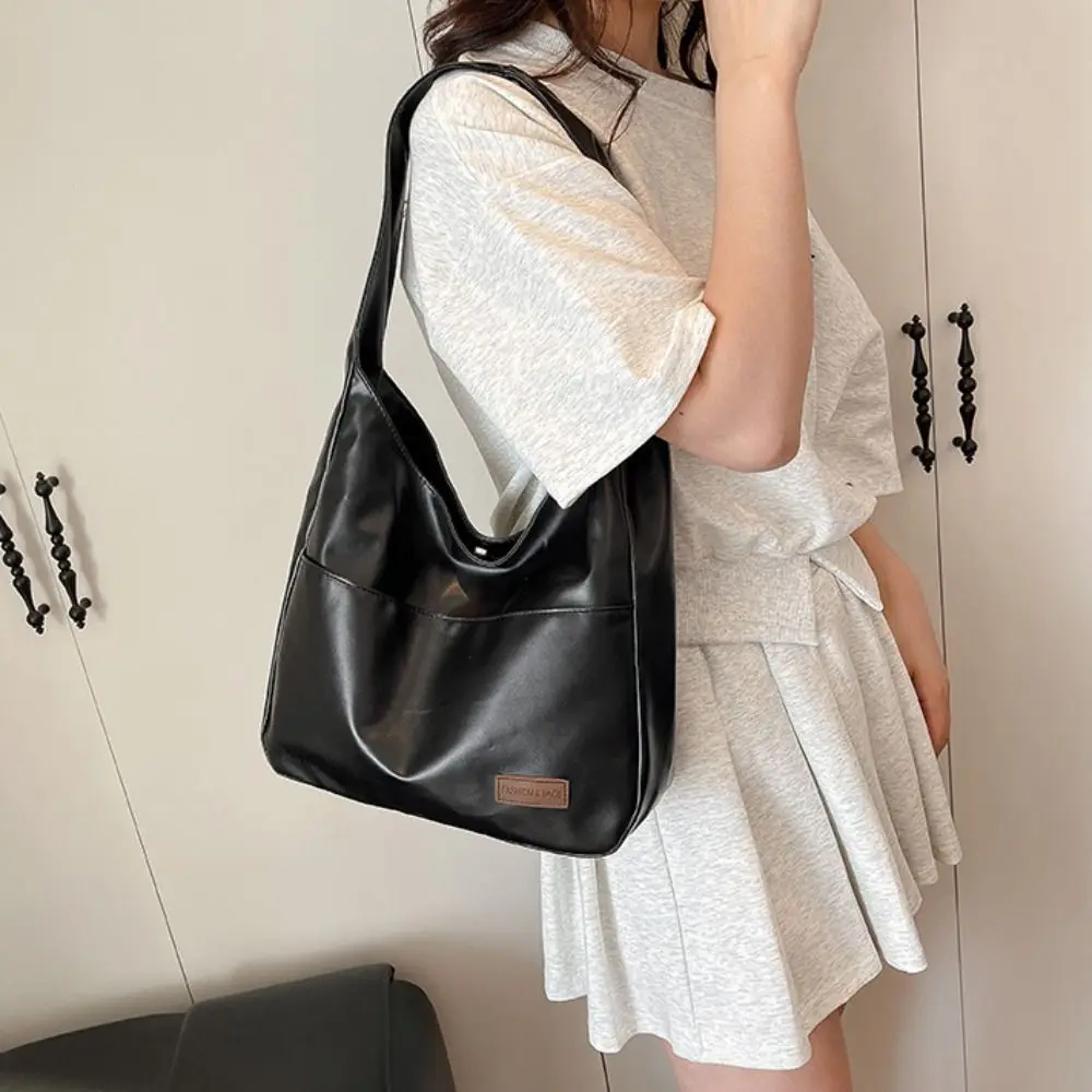 

Trendy Vintage Single Shoulder Bag PU Leather Large Capacity Minimalist Tote Bag Simple Ladies Handbags Outdoor