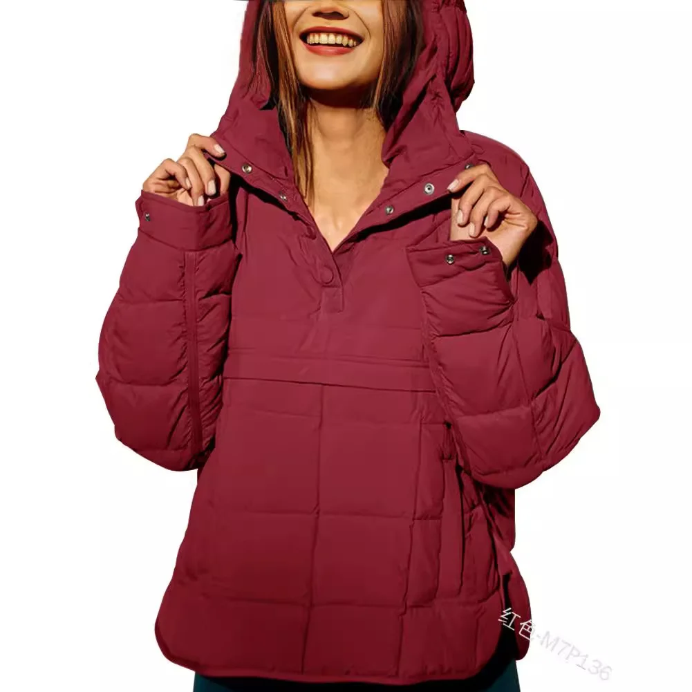 Einfarbig Winter Baumwolle Kleidung Frauen Mode Lässig Lose Langarm Pullover Mit Kapuze Baumwolle Kleidung Tops Weibliche 2025, Neue