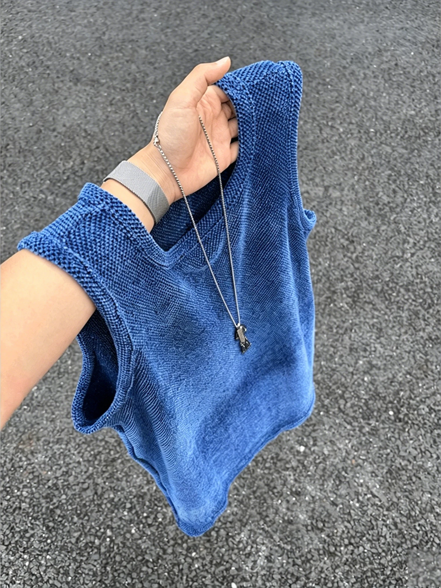Deep Grey Texture Dragon Scale Work Vest Men's Summer Cool Feeling Breathable Sleeveless T-Shirt American Sports Shoulder Pad