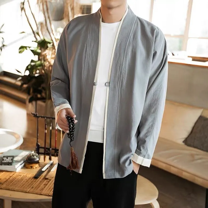 

Plus Size Men Casual Button Up cotton linen Streetwear blouse Long Sleeve 6XL Cardigan Tops Autumn Vintage Chinese Style Shirt