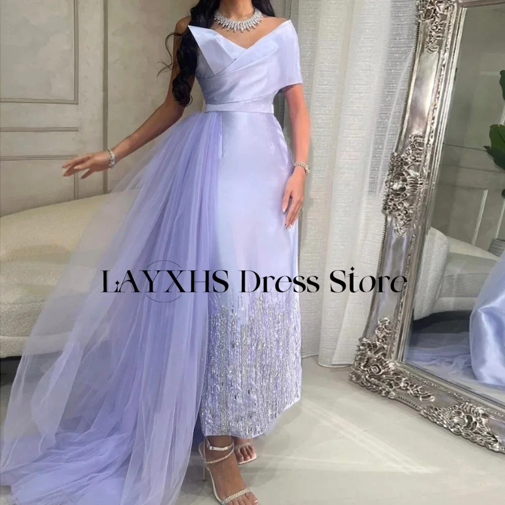 LAYXHS Abiti da sera a sirena di lusso Abiti da ballo con strascico in tulle con perline monospalla Abiti da ballo personalizzati