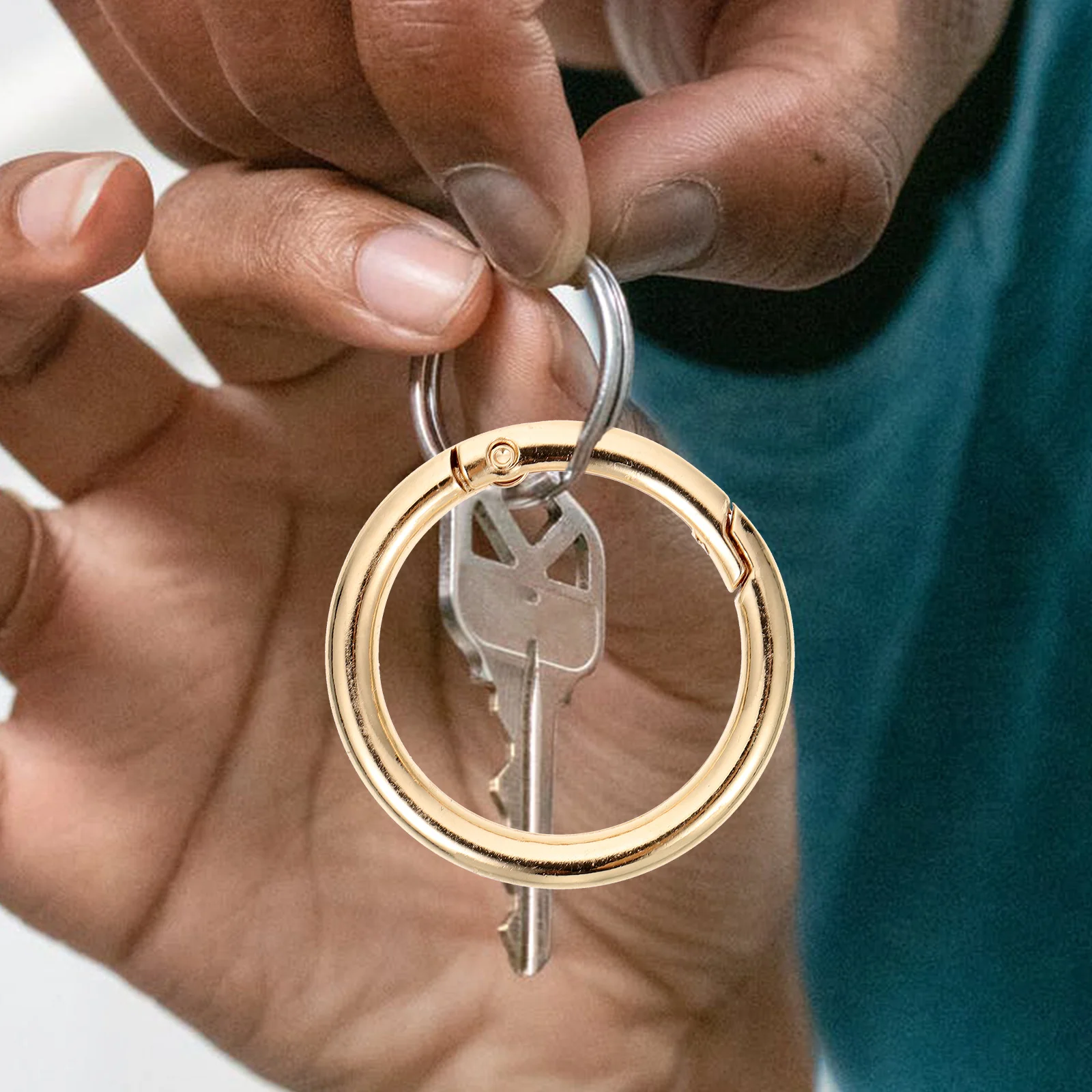 

10 Pcs Ring Key Chain Rings Flat Keychain Crafts Spring Clip Golden Split Circle