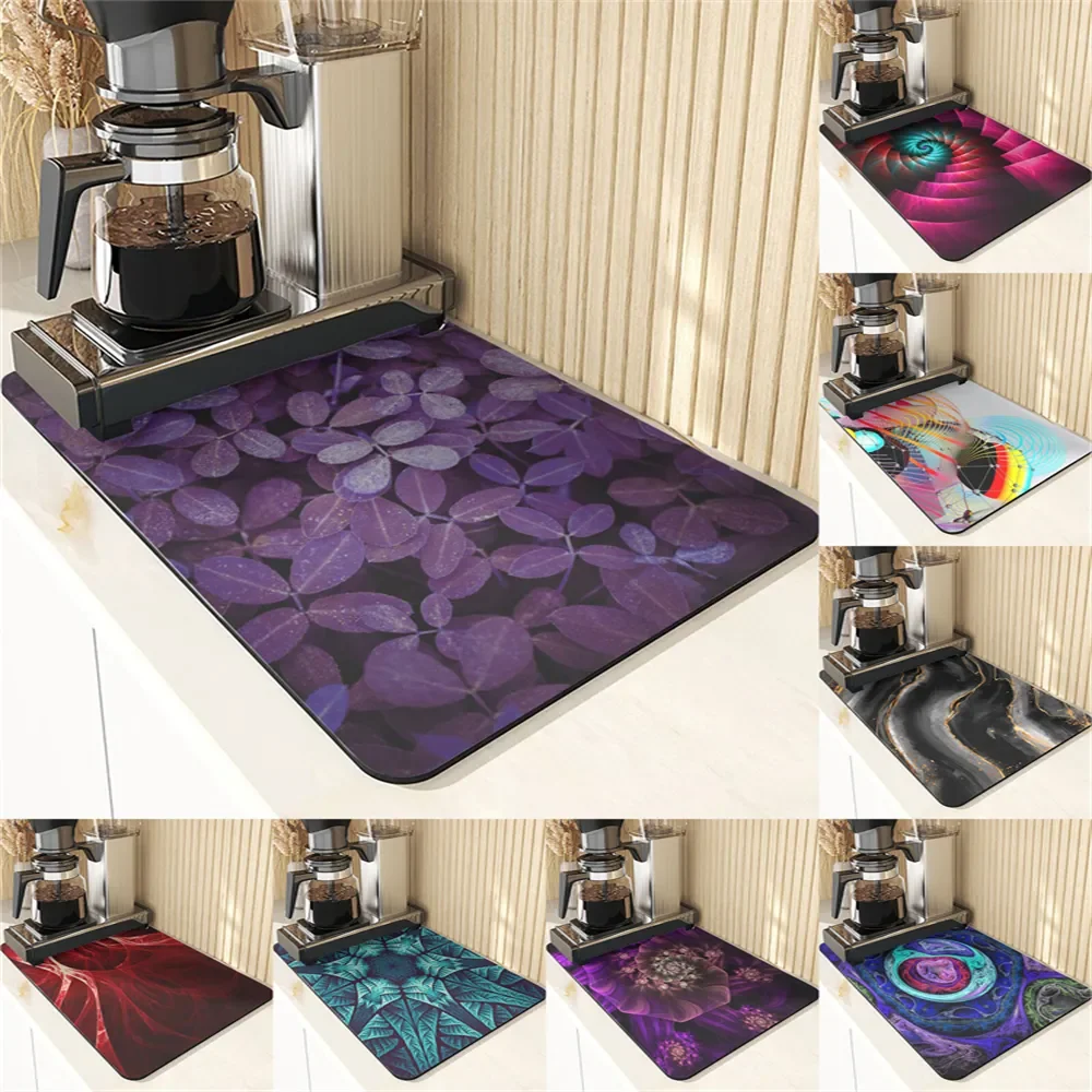 3D Style Kitchen Diatomaceous Earth Mat Geometry Pattern Home Decoration Diatomite Absorbent Drying Mat For Kitchens Placemat