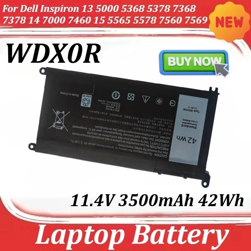 

WDX0R 11.4V 3500mAh 42Wh Laptop Battery for Dell Inspiron 13 5000 5368 5378 7368 7378 14 7000 7460 15 5565 5578 7560 7569 7570