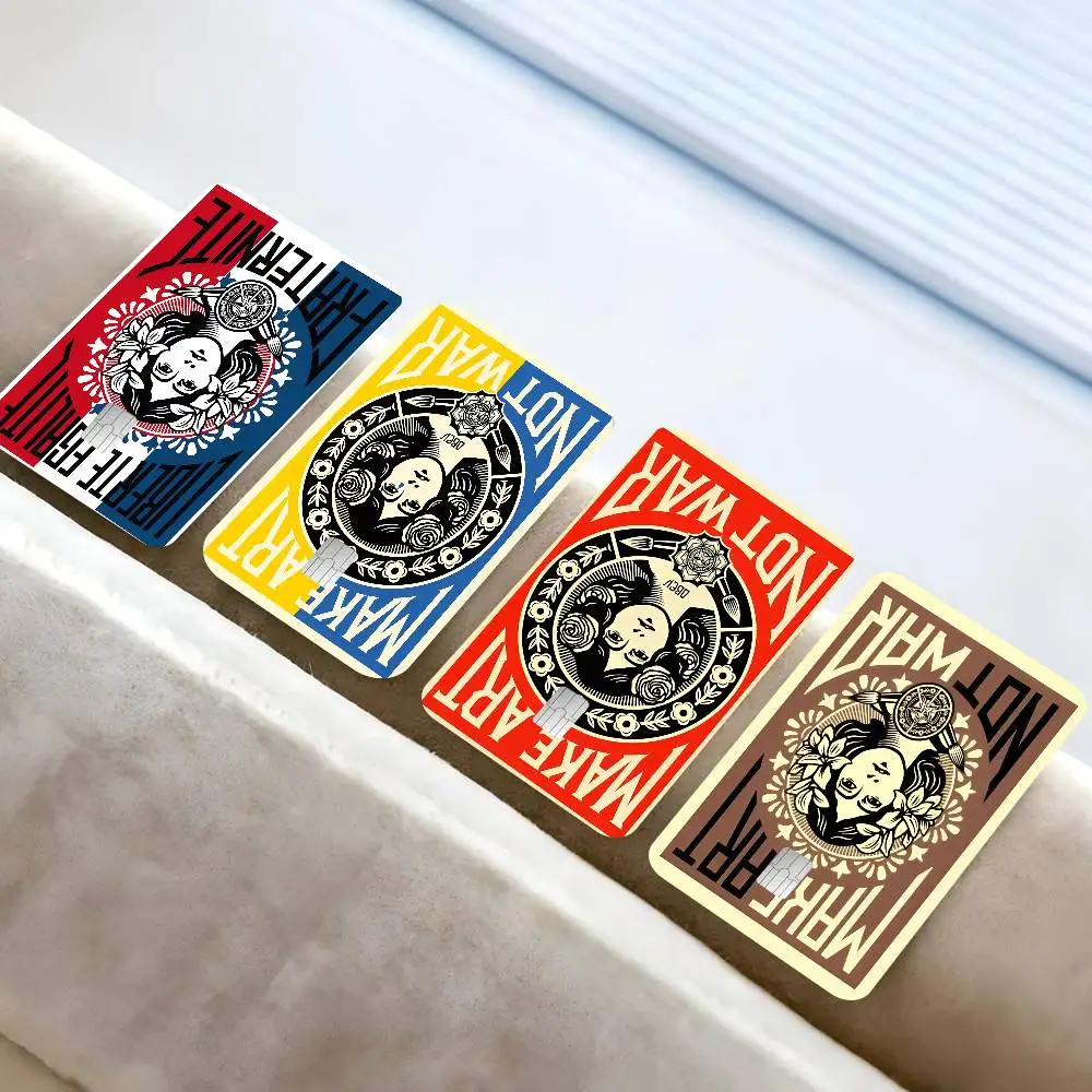 

Make Art Not War Pop BarArtPainting Credit Card Skin Stickers No Adhesive Residue Water Proof For VISA Credit Card Subway
