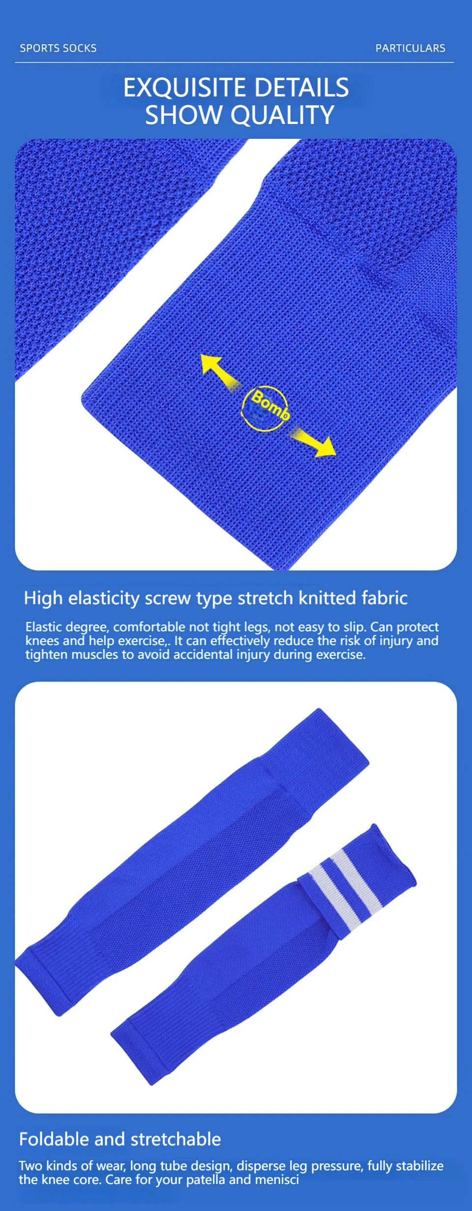 Loogdeel 1 Paar Knieschutz-Sportsocken für Erwachsene, hohe Röhre, atmungsaktiv, Fußball-Beinwärmer, Schienbeinschutz, Fußballsocke, Wadenärmel – Detail 7
