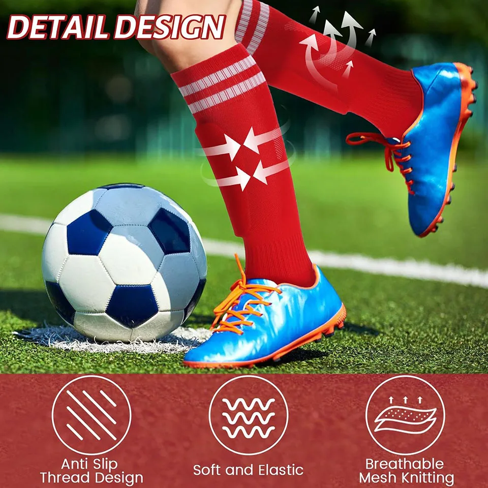 Loogdeel Calcio Calzini da calcio per bambini A righe al ginocchio Sport da corsa Sport all'aria aperta Calze sottili per adulti Uomo Bambini