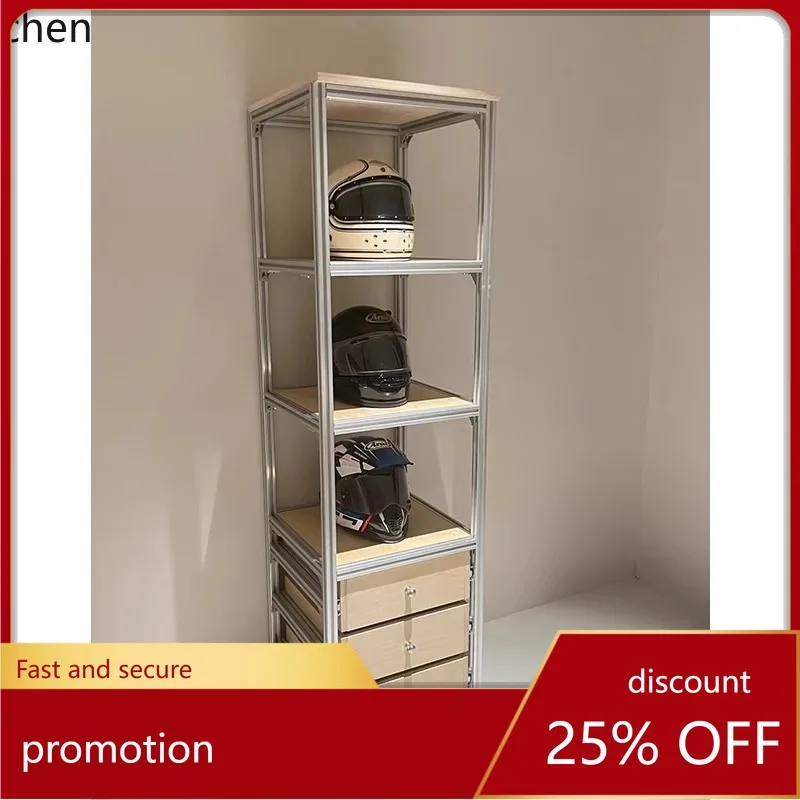 LXC Ocean Board High Cabinet with Drawers Entryway Living Room Storage Cabinet with Wheels Movable Display Cabinet