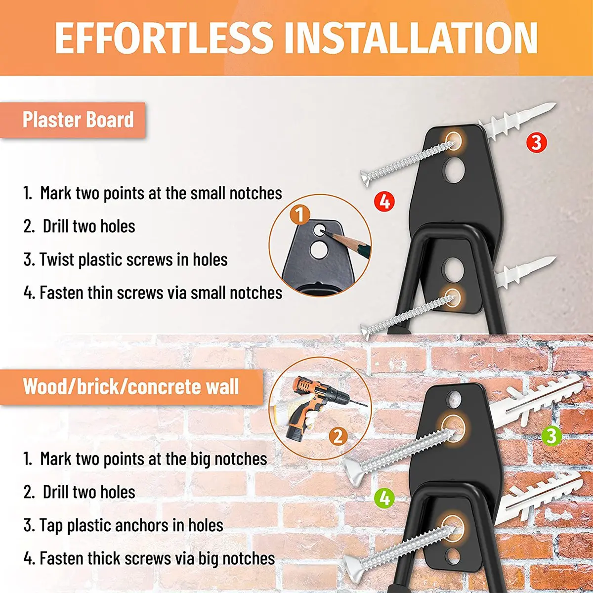 SEWS-Garage Hooks Heavy Duty 4PC, Garage Storage Hooks, Wall Mount Garage Hanging Hooks For Bike, Ladder, Bulky Items