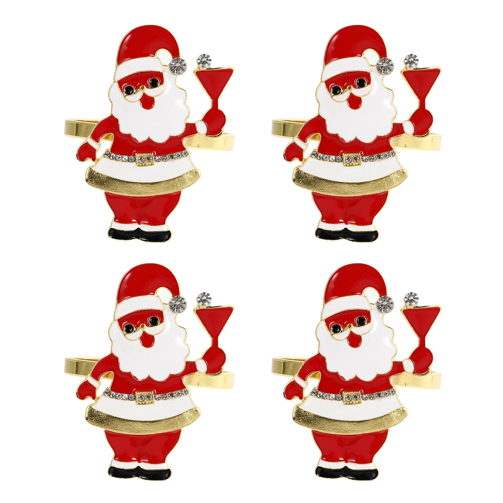 

4 Pcs Christmas Napkin Rings Table Decor Santa Claus Holders Household Buckles Holiday Supplies Decors Zinc Alloy