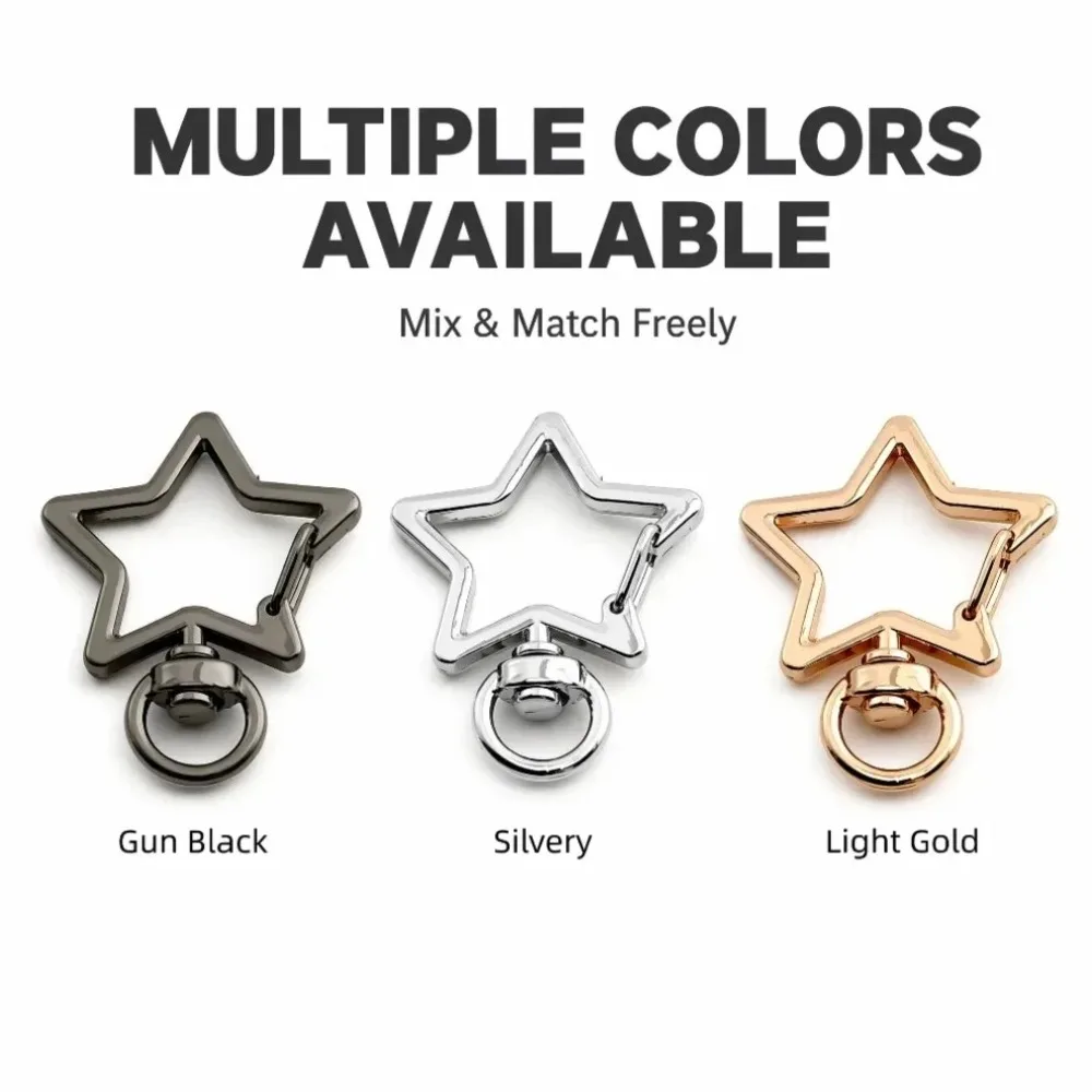 5/20/30 Pcs zinc alloy Lobster Claw Clasps keyring Five-pointed Star DIY Jewelry Making Keychain Supplies Gold Silver Black
