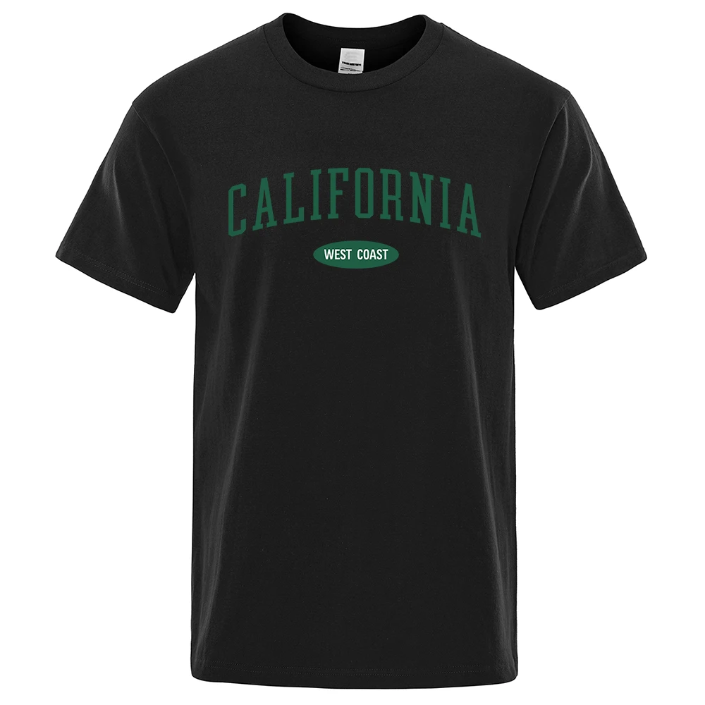 California West Coast Street Letter T Shirt Men Fashion O-Neck Tshirts Summer Cotton Tops Fashion Loose Street Hip Hop T-Shirts