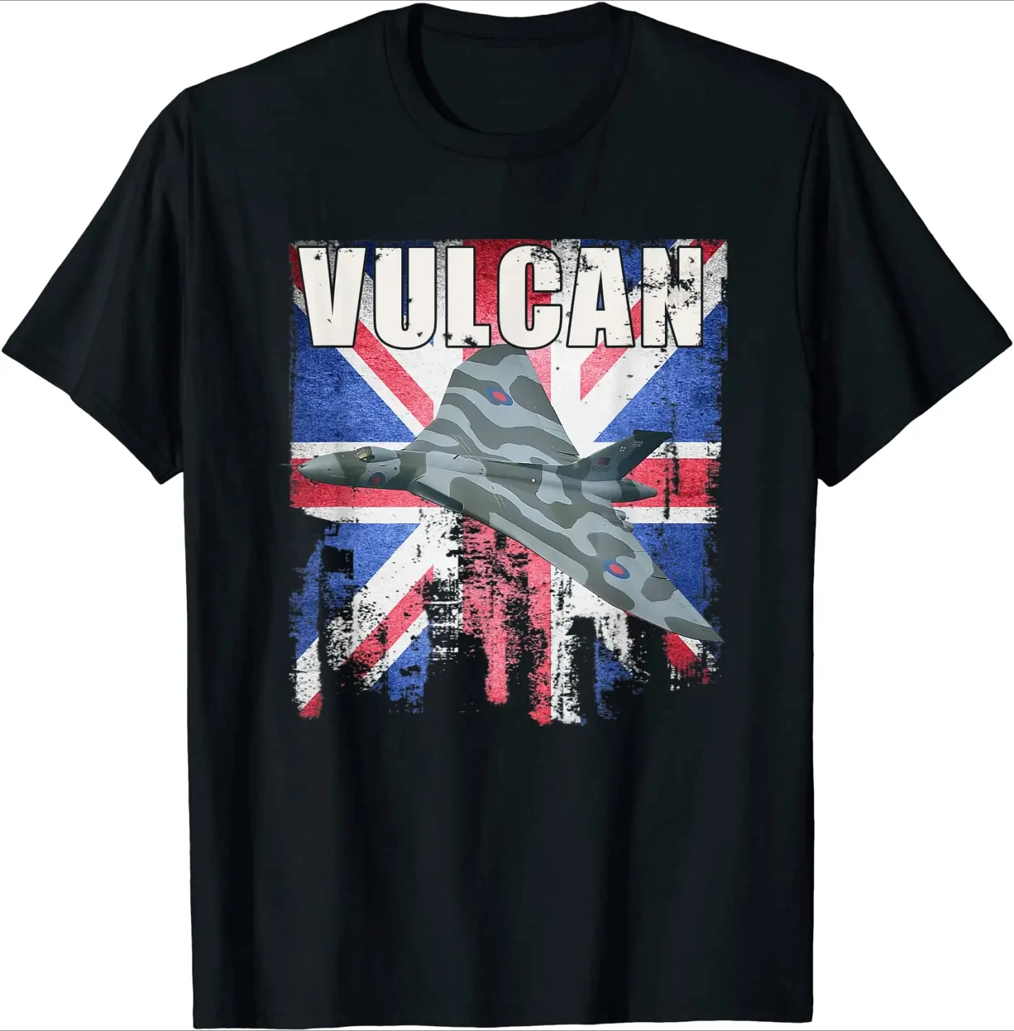 Vulcan Bomber Aircraft RAF Airplane Plane Aeroplane UK Flag T-Shirt Short Sleeve Casual 100% Cotton O-Neck Summer Tees