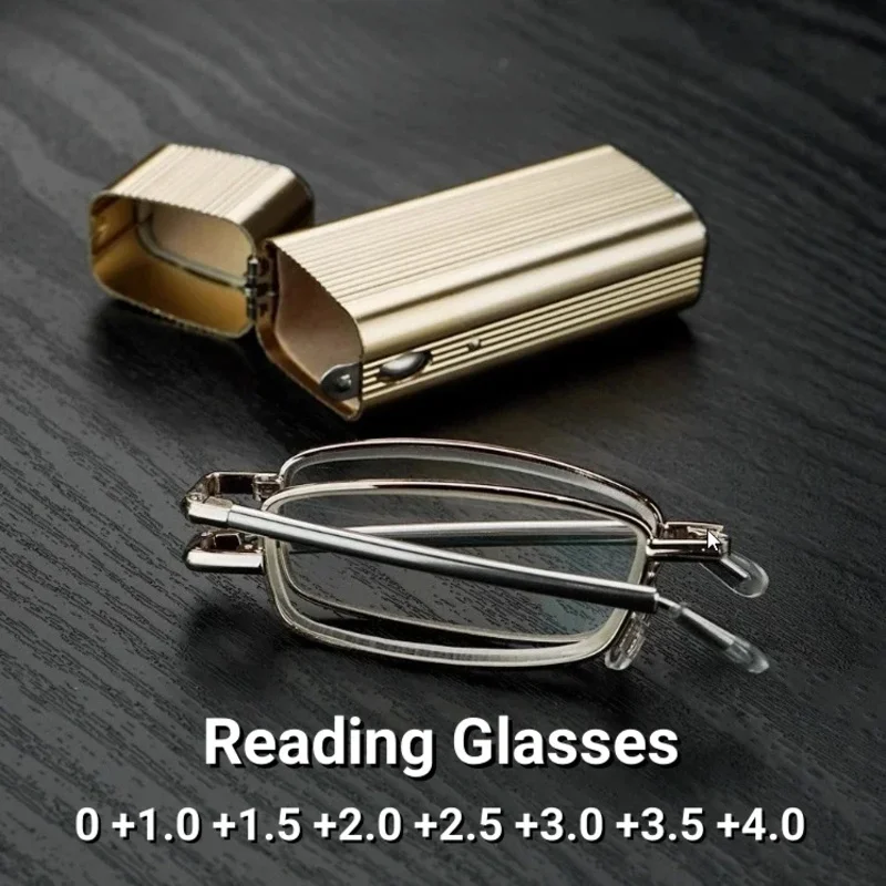 2024 Luxus Mini faltbare tragbare Lesebrille Ultraleichte HD-Brille für ältere Menschen Anti-Blaulicht-Presbyopie-Brille