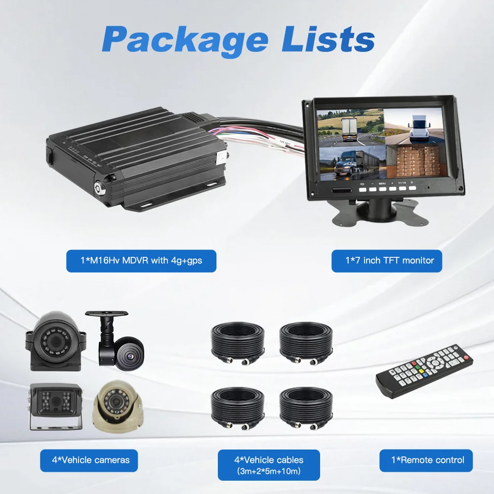 【Hot Selling】4CH Mobile Car DVR 4 Channel  Truck Interior  ing 4G   MDVR Dual SD Card Driver Recording Fleets Moni