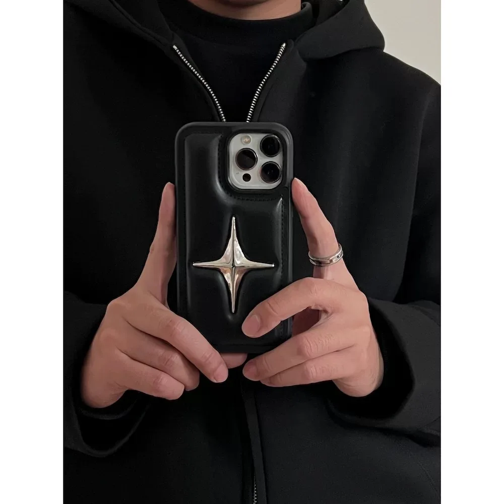 Sentido minimalista escuro de alta qualidade, adequado para iPhone, capa de couro para celular, concha de pão pode ser corrente transversal, tudo incluído