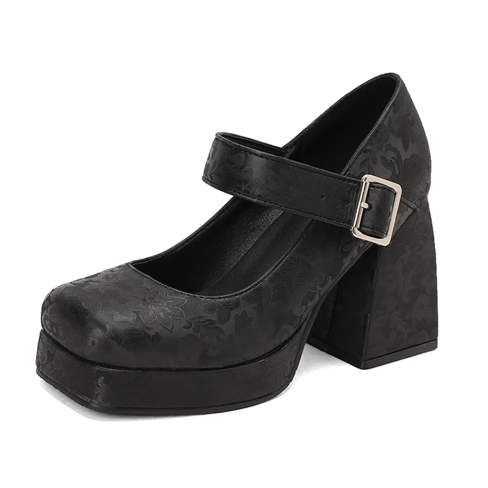 

Thick Heels Women Square Toe Spring Fashion New Dress Banquet Buckle Comfortable Party Dress Wedding Platform Shoes Size 46 352