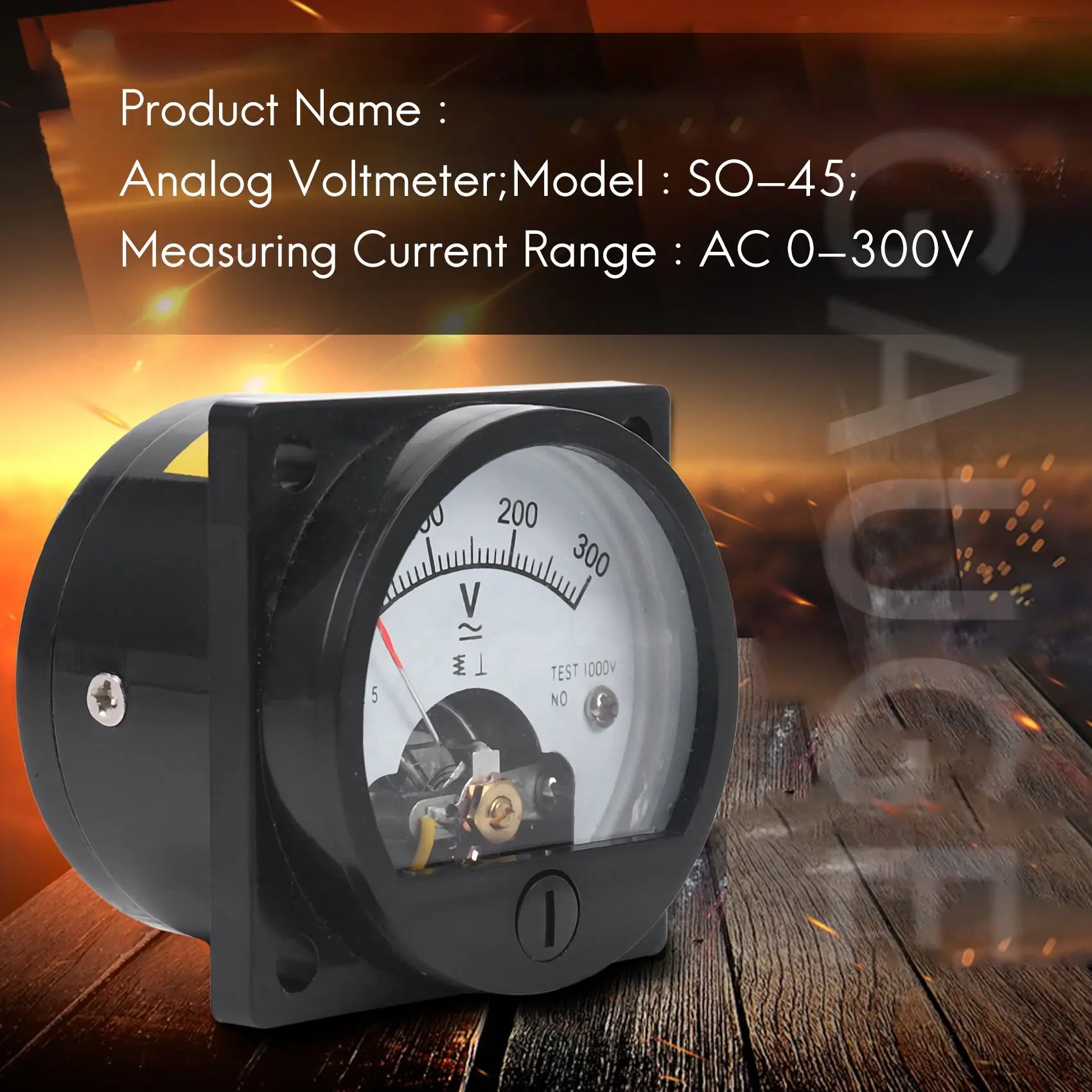 AC 0-300V Round Analog Dial Panel Meter Voltmeter Gauge Black