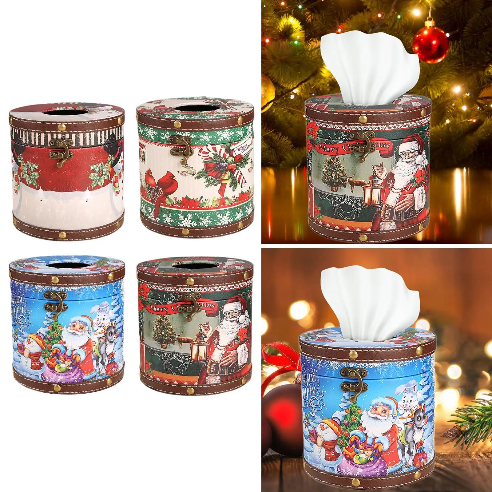 Christmas Tissue Box Holder, Decoração de Natal para cozinha, Farmhouse