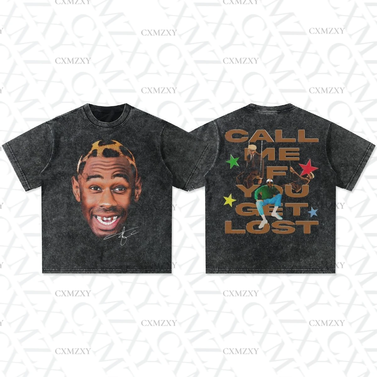 

2025 summer GLOF American street retro pure cotton heavy men's T-shirt printing loose short-sleeved men