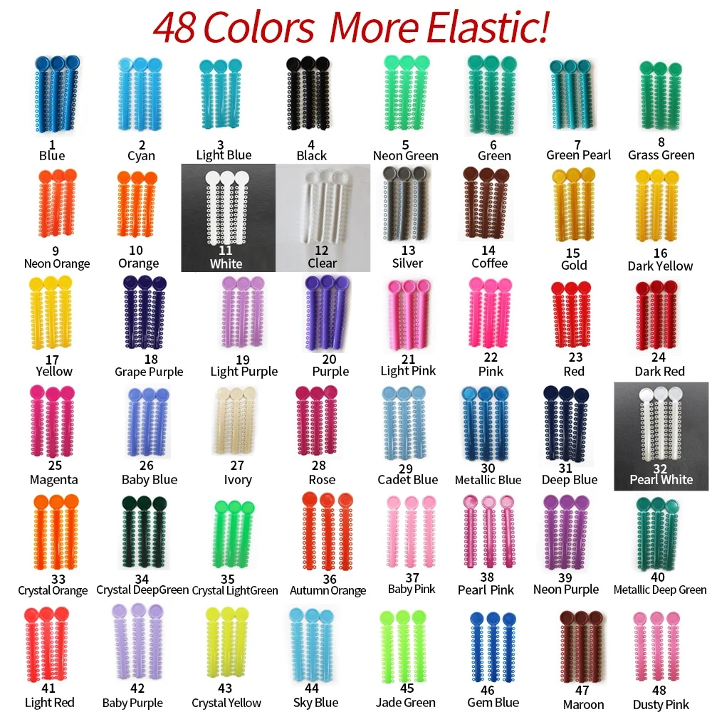 1040Pcs 40Sticks Dental Orthodontic More Elastic ligature Tie Rubber O type Tie 48 Colors