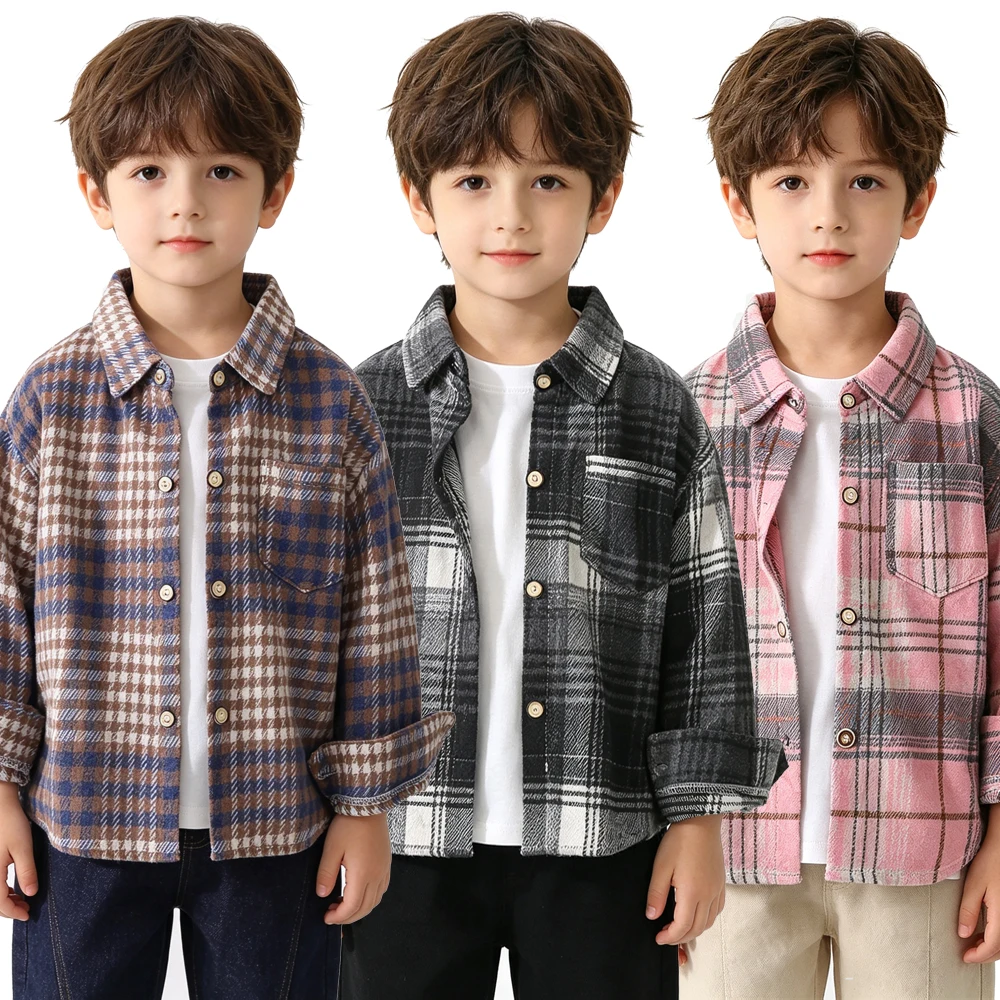 Boys Shirt Kids Toddler 2 3 4 5 6 7 8 9 Years Plaid Long Sleeve Casual Clothes Spring Autumn Tops Button Up Children's Clothing