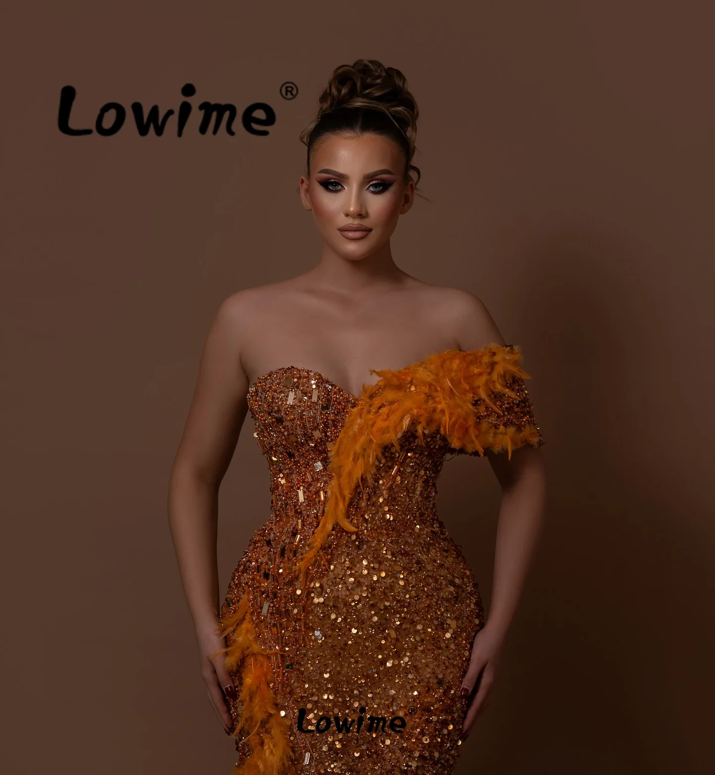 Robes De Soirée Orange Feathers Mermaid Prom Dresses Aso Ebi Crystals Party Second Reception Birthday Engagement Gowns Elegant